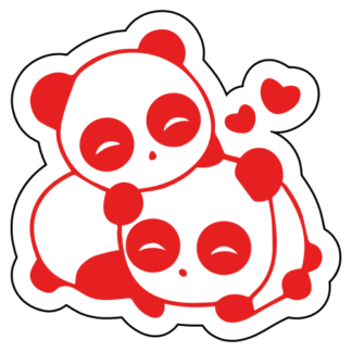 Cute Panda Couple In Love Sticker (Red)